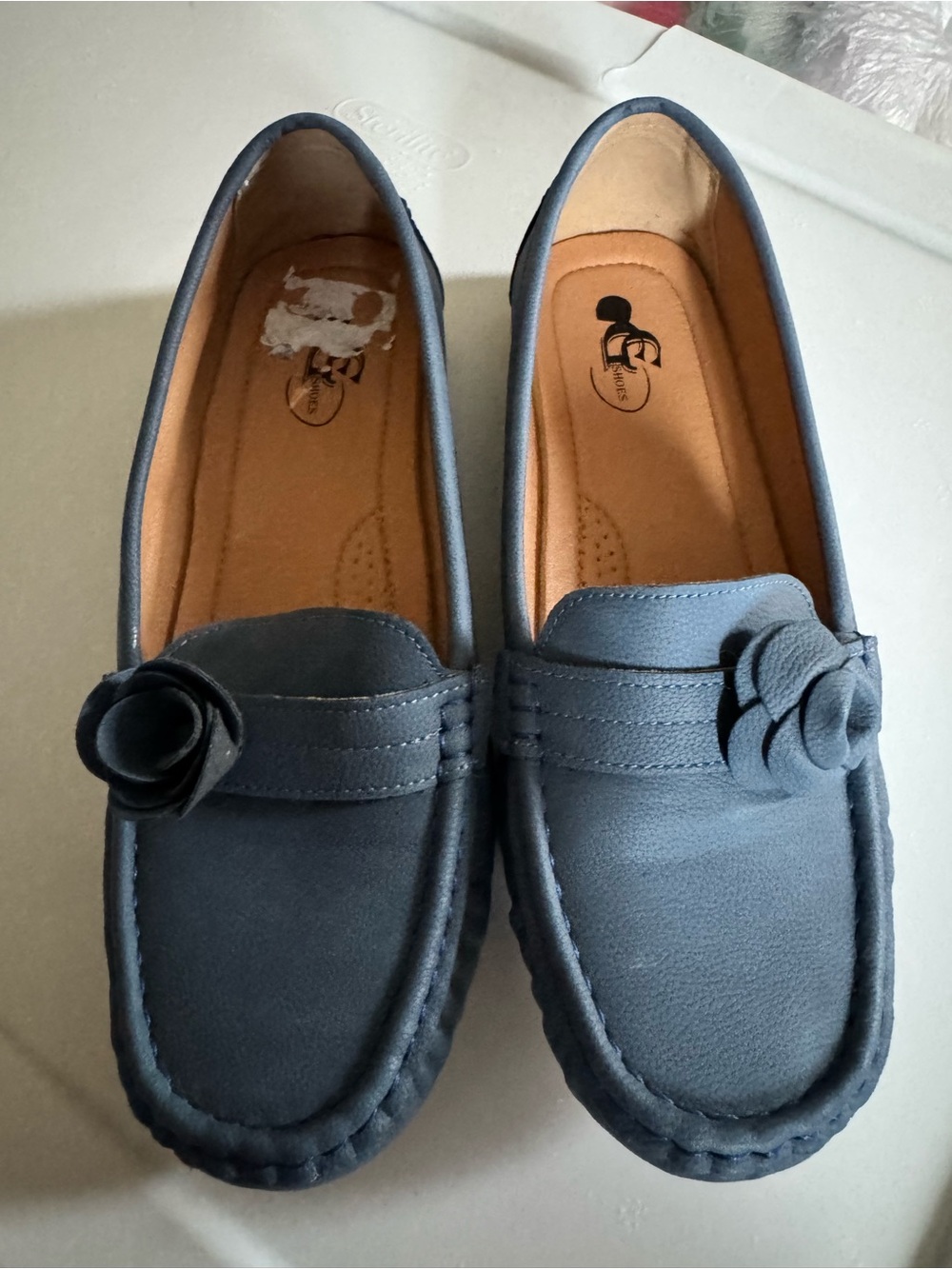 Women’s Light Navy Blue Floral Accent Loafers